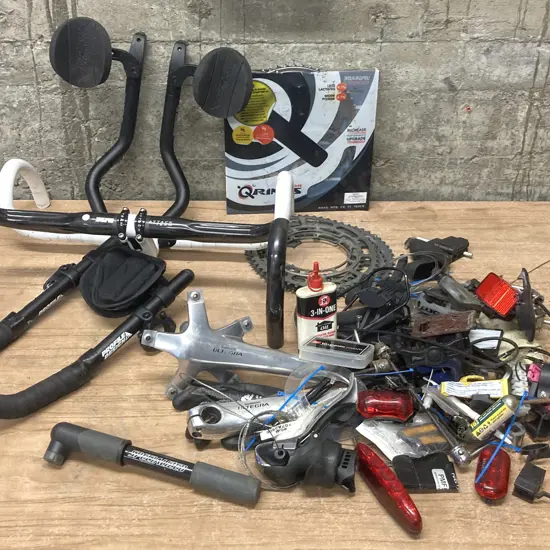 Specialized Air Force 2 Pump, Assorted Bike Parts, Oil Etc